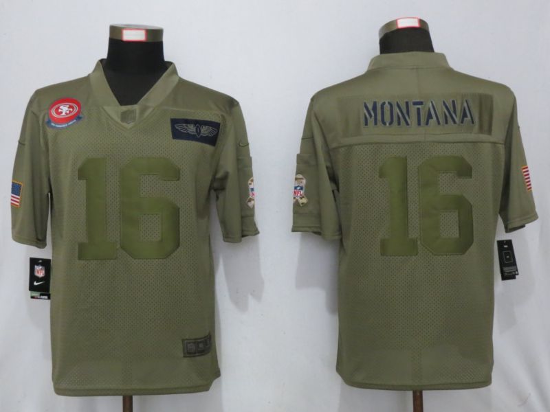 Men San Francisco 49ers #16 Montana Nike Camo 2019 Salute to Service Limited NFL Jerseys